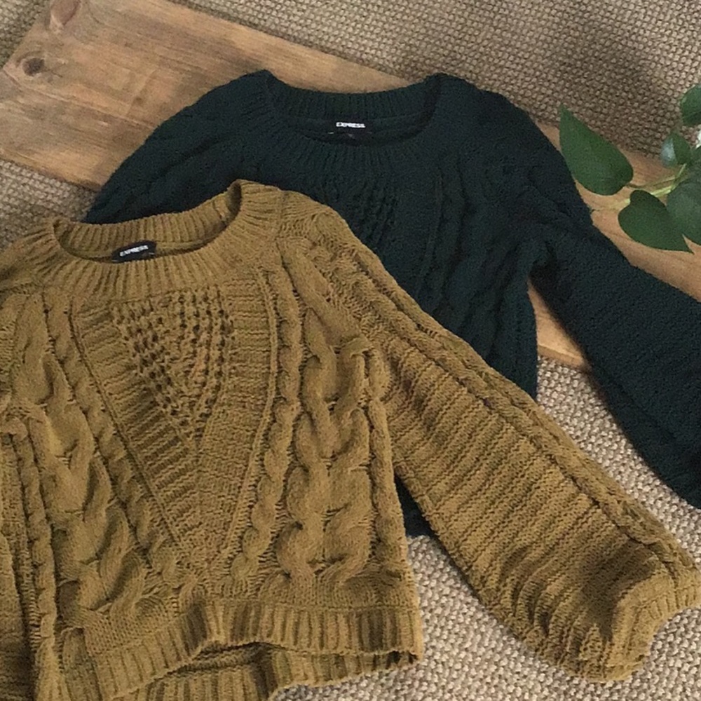 Express Cozy Soft Knit Sweater (dark green only)